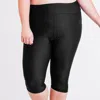 Calypsa Women's Plus Women's High Waisted Capri Swim Leggings In Black