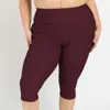 Calypsa Plus Size Capri Swim Leggings In Burgundy