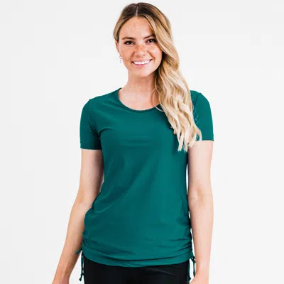 Calypsa Women's Short Sleeve Adele Swim Top In Green