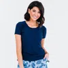 Calypsa Short Sleeve Adele Swim Top In Blue