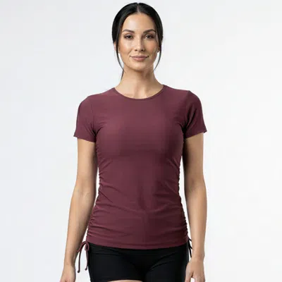 Calypsa Women's Short Sleeve Adele Swim Top In Red