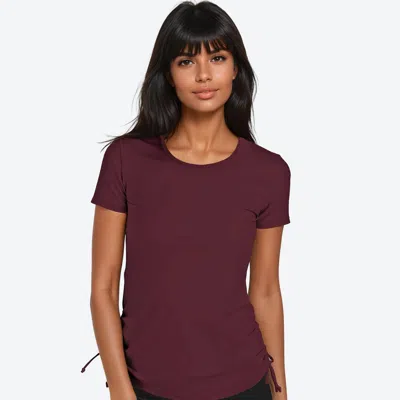Calypsa Women's Short Sleeve Adele Swim Top In Red