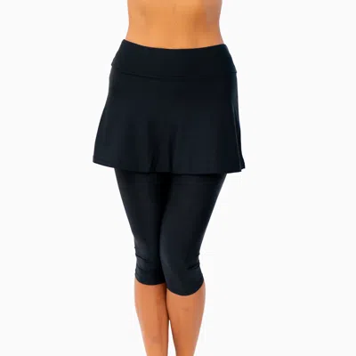 Calypsa Women's Skirted Swim Capris In Black