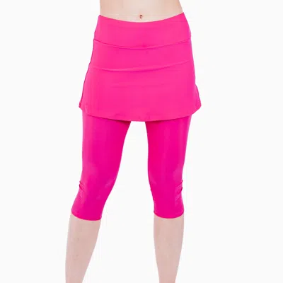 Calypsa Skirted Swim Capris In Pink