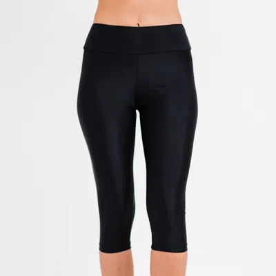 Calypsa Women's Women's High Waisted Capri Swim Leggings In Black