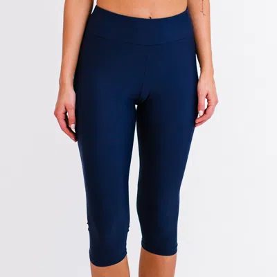 Calypsa Women's Women's High Waisted Capri Swim Leggings In Blue