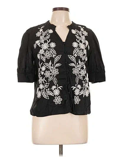 Pre-owned Calypso St Barth 3/4 Sleeve Blouse In Black