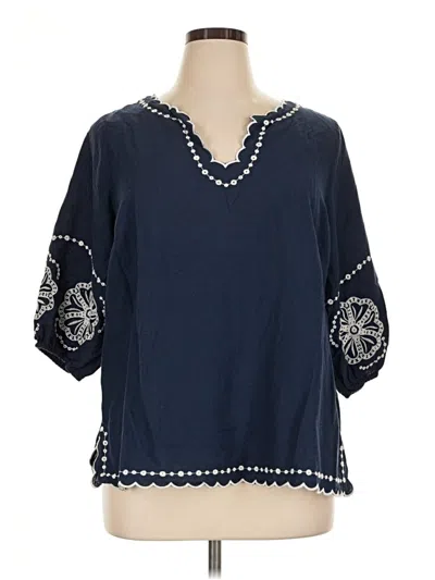 Pre-owned Calypso St Barth 3/4 Sleeve Blouse In Blue