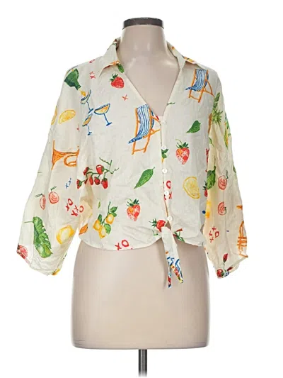 Pre-owned Calypso St Barth 3/4 Sleeve Blouse In Ivory