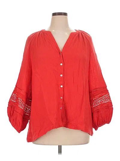 Pre-owned Calypso St Barth 3/4 Sleeve Blouse In Red