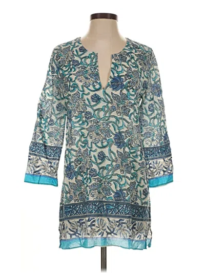 Pre-owned Calypso St Barth 3/4 Sleeve Blouse In Teal