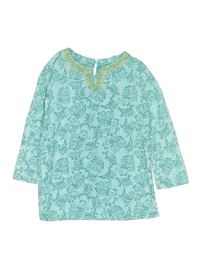 Pre-owned Calypso St Barth Kids' 3/4 Sleeve Blouse In Teal