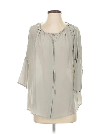 Pre-owned Calypso St Barth 3/4 Sleeve Silk Top Gray Keyhole Neckline Tops