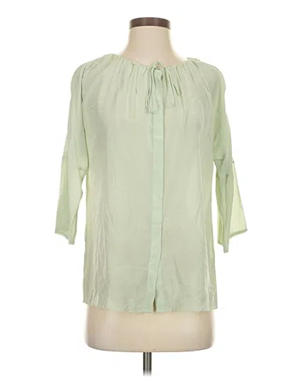 Pre-owned Calypso St Barth 3/4 Sleeve Silk Top Green Tie Neck Tops