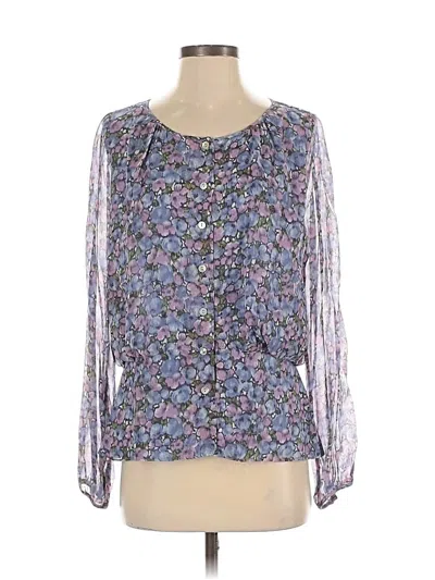 Pre-owned Calypso St Barth 3/4 Sleeve Silk Top Purple Square Neckline Tops