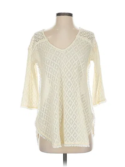 Pre-owned Calypso St Barth 3/4 Sleeve Top Ivory V Neck Tops In White