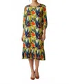 Calypso St Barth Abstract Leaf Print Woven Midi Dress In Floral Print In Green