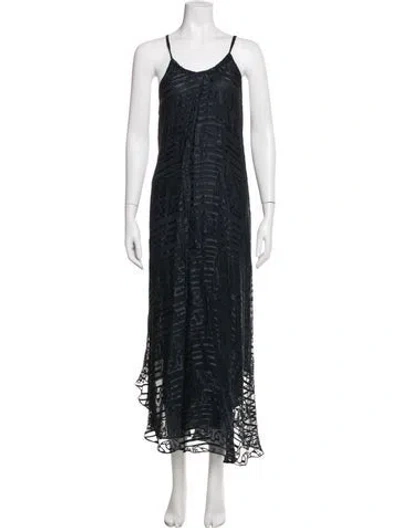 Pre-owned Calypso St Barth Animal Print Long Dress In Black