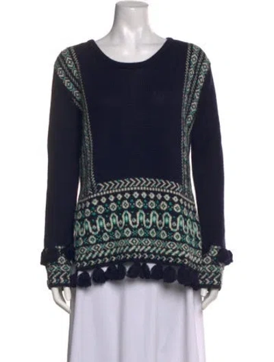 Pre-owned Calypso St Barth Baby Alpaca Patterned Sweater In Blue