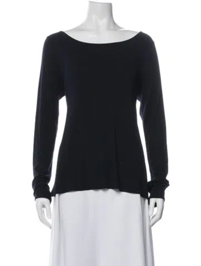 Pre-owned Calypso St Barth Bateau Neckline Long Sleeve Top In Blue