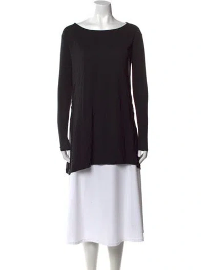 Pre-owned Calypso St Barth Bateau Neckline Long Sleeve Tunic In Black