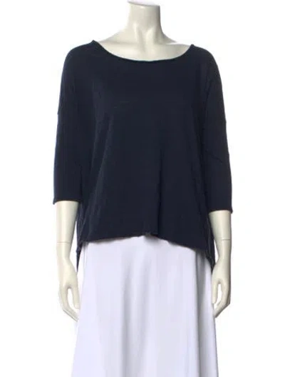 Pre-owned Calypso St Barth Bateau Neckline Three-quarter Sleeve Top In Blue