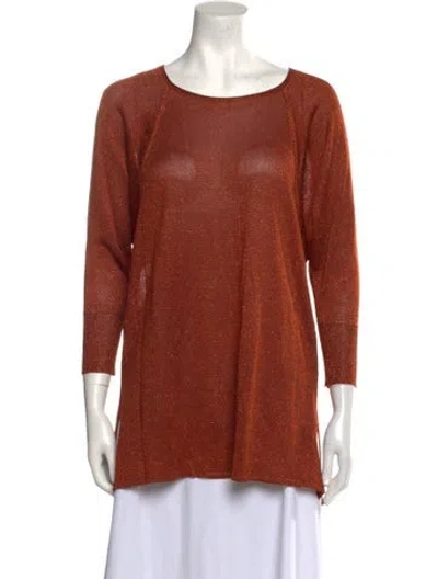 Pre-owned Calypso St Barth Bateau Neckline Three-quarter Sleeve Tunic In Orange