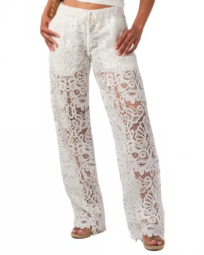 CALYPSO ST BARTH BRIE CROCHET LACE PANTS IN WHITE