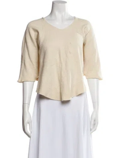 Pre-owned Calypso St Barth Cashmere Scoop Neck Sweater In Neutral