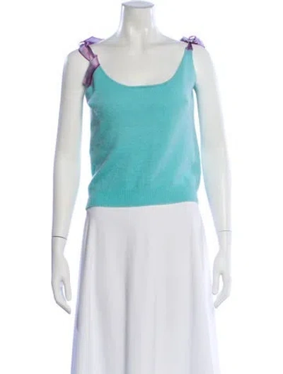 Pre-owned Calypso St Barth Cashmere Scoop Neck Top In Blue