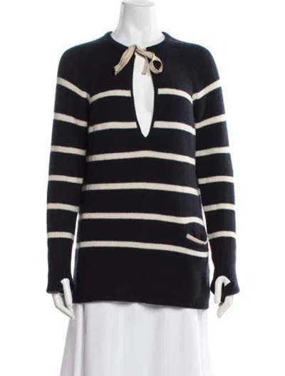Pre-owned Calypso St Barth Cashmere Striped Sweater In Black