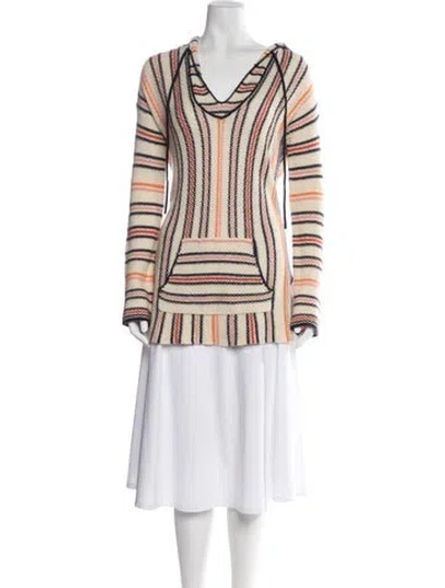 Pre-owned Calypso St Barth Cashmere Striped Sweater In White