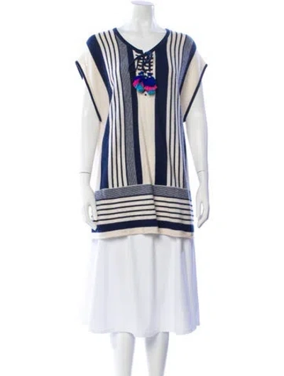 Pre-owned Calypso St Barth Cashmere Striped Tunic In Blue