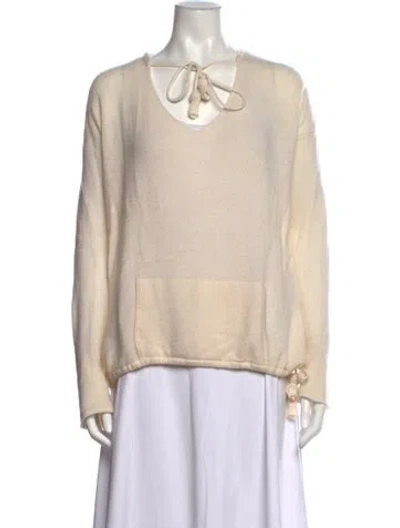 Pre-owned Calypso St Barth Cashmere Tie Neck Sweater In Neutrals