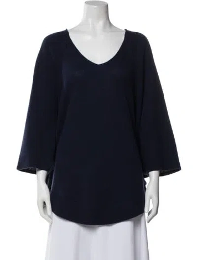Pre-owned Calypso St Barth Cashmere V-neck Sweater In Blue