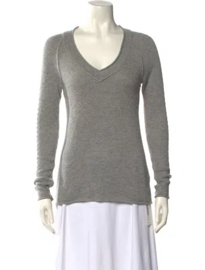 Pre-owned Calypso St Barth Cashmere V-neck Sweater In Gray