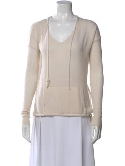Pre-owned Calypso St Barth Cashmere V-neck Sweater In Neutral