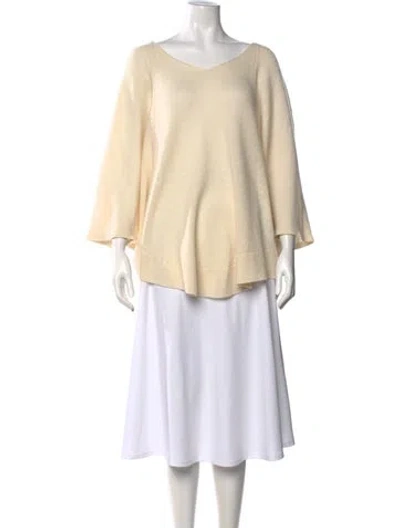 Pre-owned Calypso St Barth Cashmere V-neck Sweater In Neutral