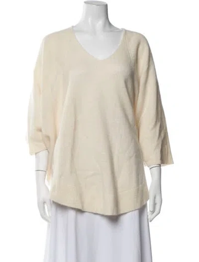 Pre-owned Calypso St Barth Cashmere V-neck Sweater In Neutrals