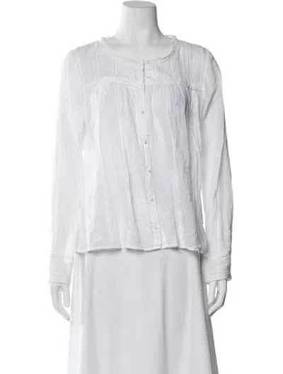 Pre-owned Calypso St Barth Crew Neck Long Sleeve Blouse In White