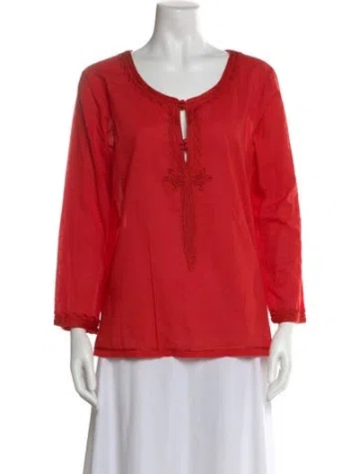 Pre-owned Calypso St Barth Crew Neck Long Sleeve Top In Red