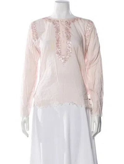 Pre-owned Calypso St Barth Crew Neck Long Sleeve Tunic In Pink