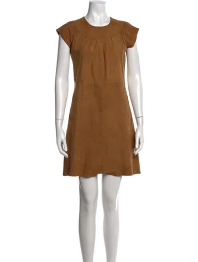 Pre-owned Calypso St Barth Crew Neck Mini Dress In Brown