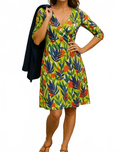 Calypso St Barth Cross Over Wrap Knit Dress In Garden Print In Multi