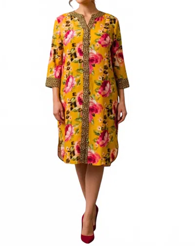 Calypso St Barth Demi Shirt Midi Dress In Tangerine In Multi
