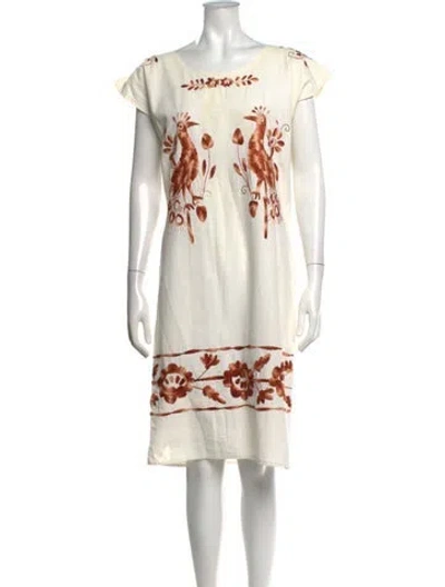 Pre-owned Calypso St Barth Floral Print Knee-length Dress In White