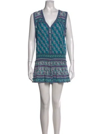 Pre-owned Calypso St Barth Floral Print Long Dress In Blue