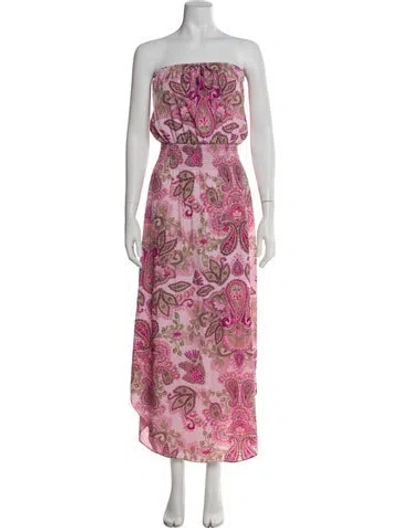 Pre-owned Calypso St Barth Floral Print Long Dress In Pink