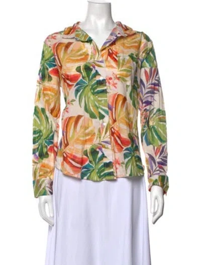 Pre-owned Calypso St Barth Floral Print Long Sleeve Blouse In Multicolor