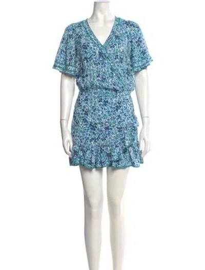 Pre-owned Calypso St Barth Floral Print Mini Dress In Blue